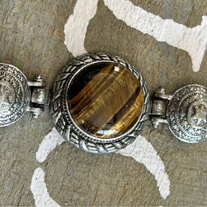 4/$100 Silver and Brown TIGER EYE Stone Bracelet 7 3/4